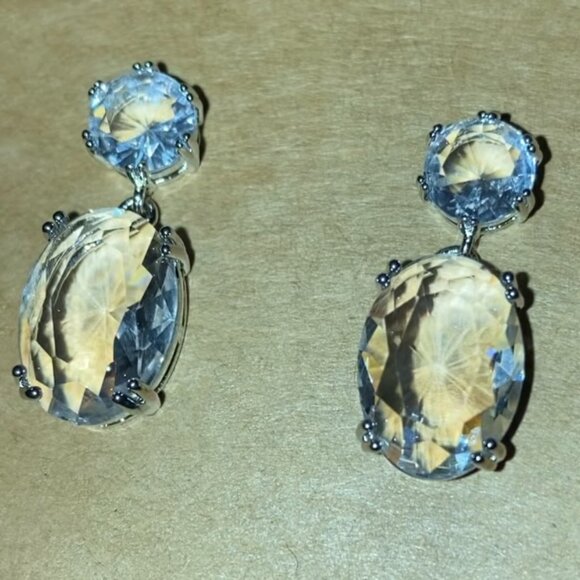 NEW Classic Clear Gems Earrings Faux Crystal Wedding Formal Cocktail Jewelry - Picture 11 of 13